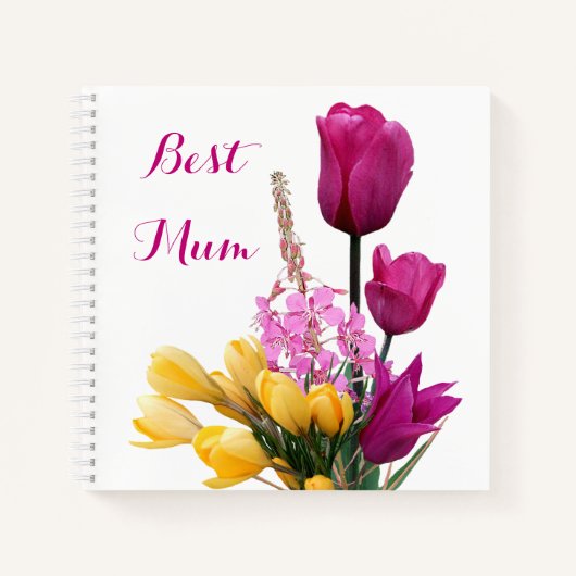 Best Mum roze tulpen geel krokus bloemen Notitieboek (Voorkant)