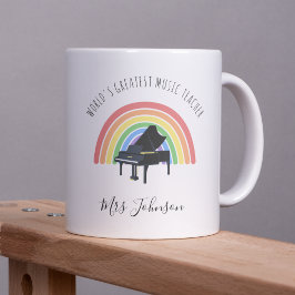 Best Music Teacher Rainbow Custom Thank you Gift Koffiemok