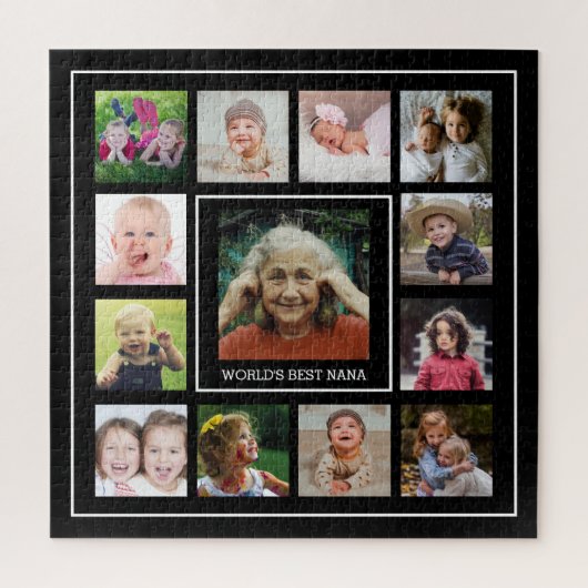 Best Nana 13 Family Photo Collage Black Legpuzzel (Verticaal)