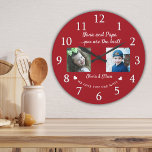 Best Nana And Papa Grandkids Photo Collage Red Grote Klok<br><div class="desc">Unique grandparents gift for Christmas- Personalized photo clock with grandchildren photo,  name and message.</div>