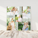 Best Nana Ever 5 Photo Collage Green Square Canvas Afdruk<br><div class="desc">Aangepaste foto-omwikkeld canvas voor de beste nana ooit in zachte groene grijs (editable). Het ontwerp wordt geletterd met "beste nana ooit [jaar]" in een schemerige lettertypografie en u kunt het jaar aanpassen en ook nana bewerken naar oma, mimi of grammie bijvoorbeeld. Het fotomalplaatje creëer automatisch de fotocollage met uw afbeeldingen...</div>