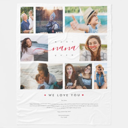 Best Nana Ever Funny Moederdag 8 Foto collage Fleece Deken (Voorkant)