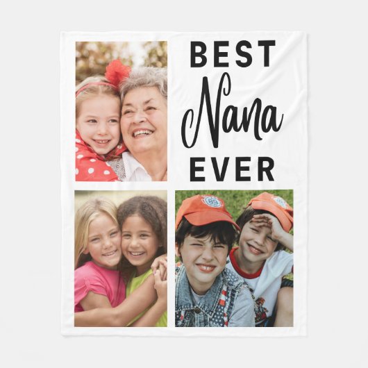 Best Nana Ever Grandchildren 3 Photo Collage Fleece Deken (Voorkant)