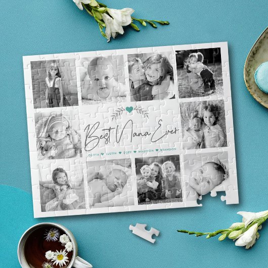 Best Nana Ever Modern Script 10 Photo Collage Chic Legpuzzel