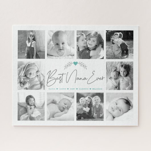 Best Nana Ever Modern Script 10 Photo Collage Chic Legpuzzel (Horizontaal)