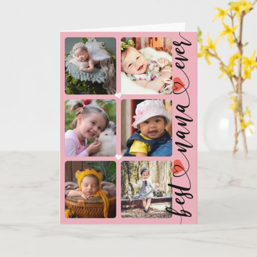 Best Nana Ever Photo Collage Moederdag Kaart (Gele Bloem)