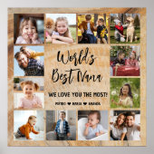 Best Nana Grandchildren 12 Photo Collage Poster (Voorkant)