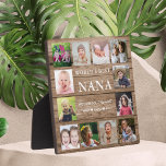 Best Nana Grandchildren Photo Collage Wood Fotoplaat<br><div class="desc">Creëer uw eigen fotocollage met 12 favoriete afbeeldingen op een houtextuurachtergrond. Personaliseer met foto's van kleinkinderen. Maakt een schat aan cadeau voor oma voor verjaardag,  moederdag,  grootouderdag,  enz.</div>