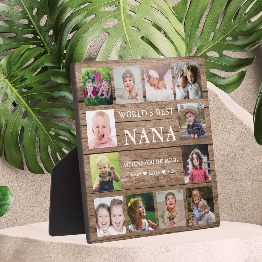 Best Nana Grandchildren Photo Collage Wood Fotoplaat