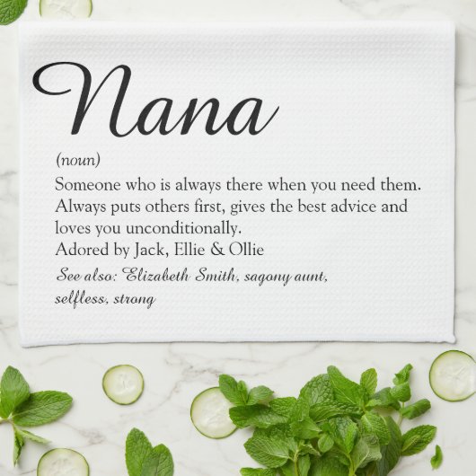 Best Nana, Grandma, Granny Definition Script Theedoek (Gevouwen)