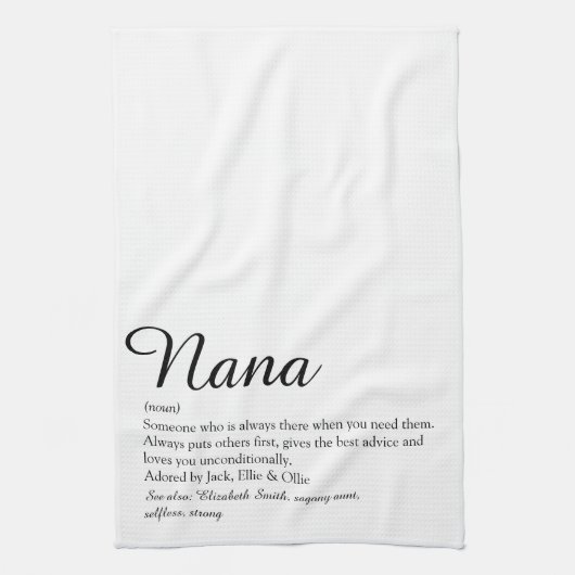 Best Nana, Grandma, Granny Definition Script Theedoek (Verticaal)