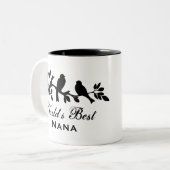 Best Nana sparrows silhouette tak Tweekleurige Koffiemok (Voorkant links)