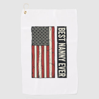 Best Nanny Ever Patriotic Vintage Flag Shirt Desig Golfhanddoek