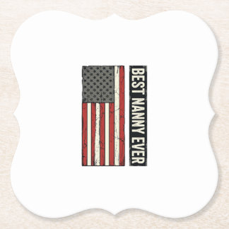 Best Nanny Ever Patriotic Vintage Flag Shirt Desig Kartonnen Onderzetters