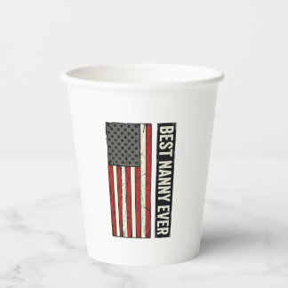 Best Nanny Ever Patriotic Vintage Flag Shirt Desig Papieren Bekers