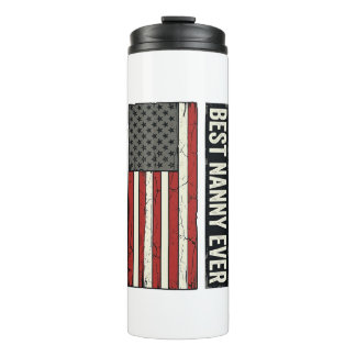 Best Nanny Ever Patriotic Vintage Flag Shirt Desig Thermosbeker
