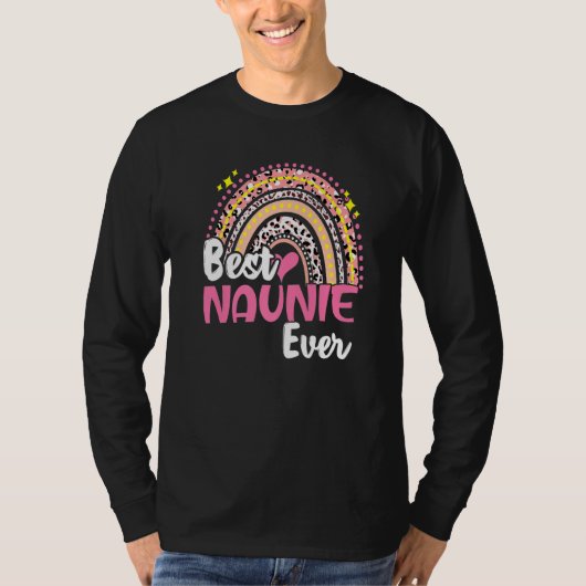Best Naunie Ever Funny Roze Leopard Rainbow Moeder T-shirt (Voorkant)