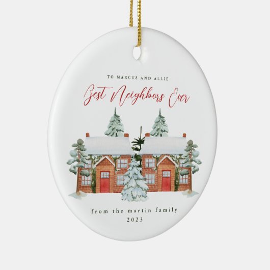 Best Neighbors Ever Illustrated Homes Christmas Keramisch Ornament (Rechts)