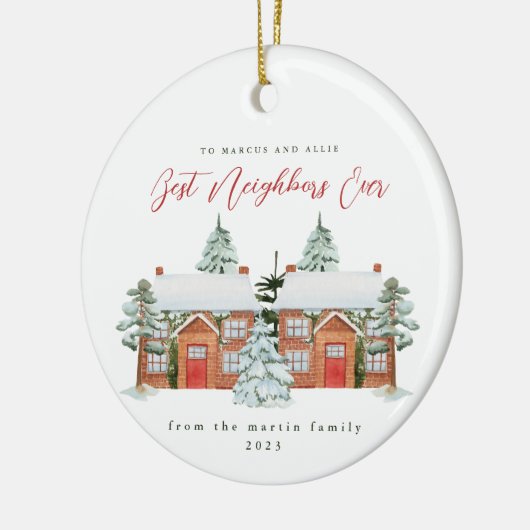 Best Neighbors Ever Illustrated Homes Christmas Keramisch Ornament (Links)
