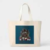 Best Newfie Mam ooit Floral Newfoundland Dog Grote Tote Bag (Voorkant)