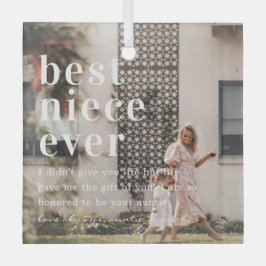 Best Niece Ever | Citaat- en fotocadeau Glas Ornament