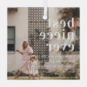 Best Niece Ever | Citaat- en fotocadeau Glas Ornament (Achterkant)