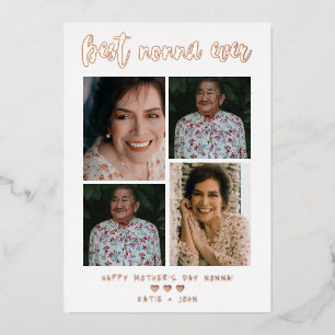 Best Nonna Ever Calligraphy Script 4 Photo Collage Folie Feestdagenkaart