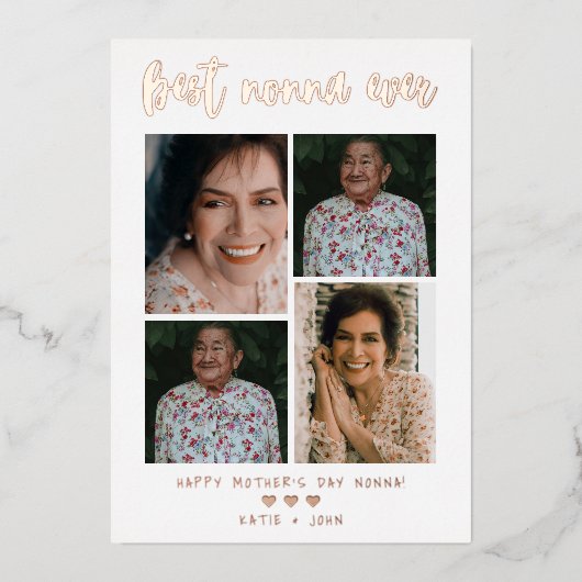 Best Nonna Ever Calligraphy Script 4 Photo Collage Folie Feestdagenkaart (Voorkant)
