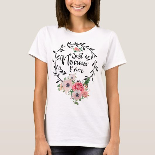 Best Nonna Ever Floral Decoration Grandma T-shirt (Voorkant)