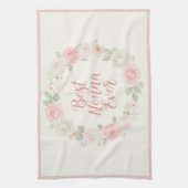 Best Nonna Ever Pink & Green Floral Wreath Theedoek (Verticaal)