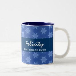 Best NURSE Ever Blue Star Patroon Tweekleurige Koffiemok