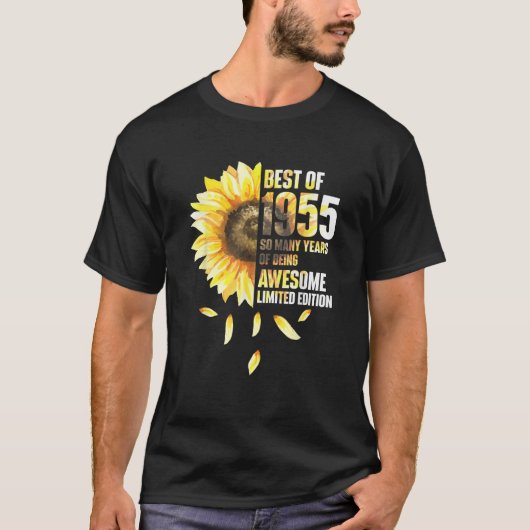 Best Of 1955 Sunflower Year Of Birth Birthday T-shirt (Voorkant)