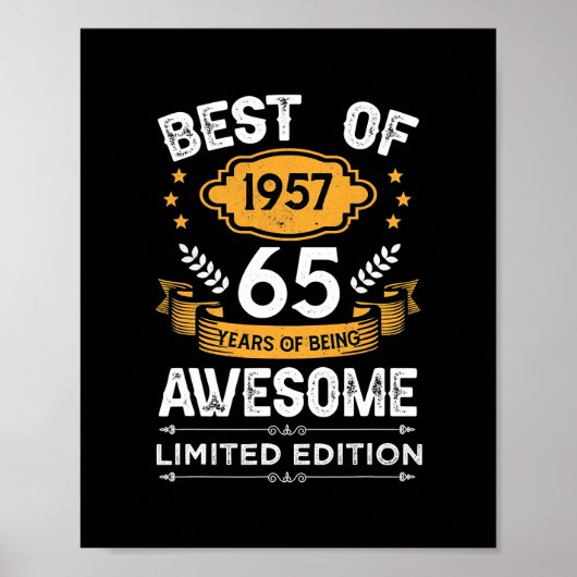 Best of 1957 65 Years Old Gifts 65th Birthday Poster (Voorkant)