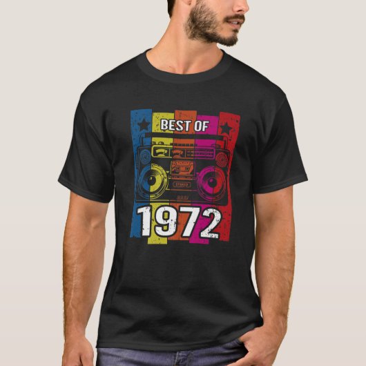 Best of 1972 Stereo Radio Cassette Player Birthday T-shirt (Voorkant)