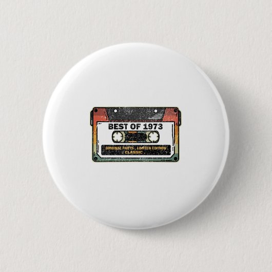 Best of 1973 Cassette Funny Birthday Gift Ronde Button 5,7 Cm (Voorkant)