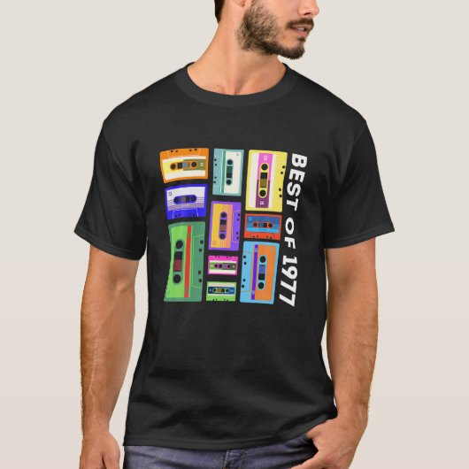 Best of 1977 Cassettebandje 80s 90s Retro Mixtape T-shirt (Voorkant)