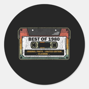 Best of 1980 Cassette Funny Birthday Gift Ronde Sticker