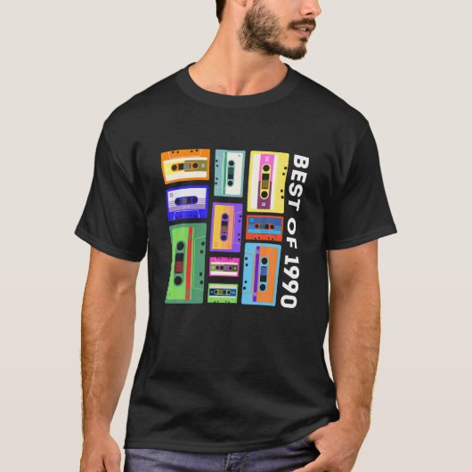Best of 1990 Cassettebandje 80s 90s Retro Mixtape T-shirt (Voorkant)