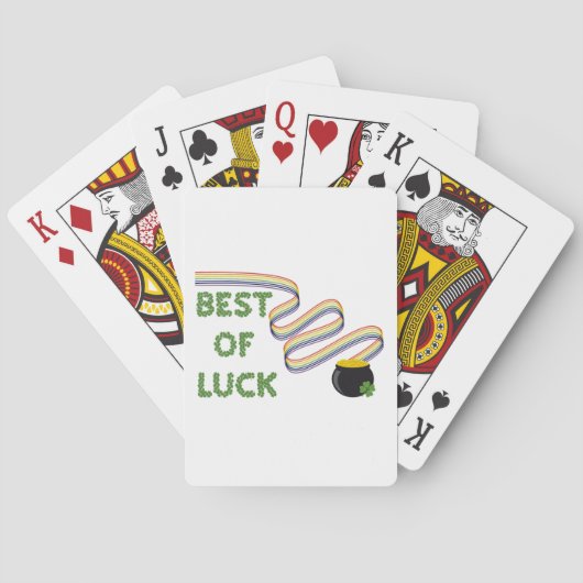 Best of Luck Greeting with Clovers and Rainbow Pokerkaarten (Achterkant)