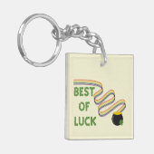 Best of Luck Greeting with Clovers and Rainbow Sleutelhanger (Voorkant Links)