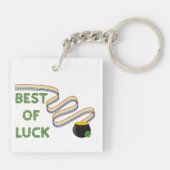 Best of Luck Greeting with Clovers and Rainbow Sleutelhanger (Achterkant)