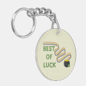 Best of Luck Greeting with Clovers and Rainbow Sleutelhanger (Voorkant Links)