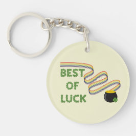 Best of Luck Greeting with Clovers and Rainbow Sleutelhanger