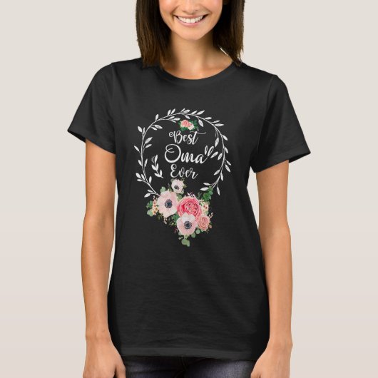 Best Oma Ever Floral Decoration Grandma T-shirt (Voorkant)