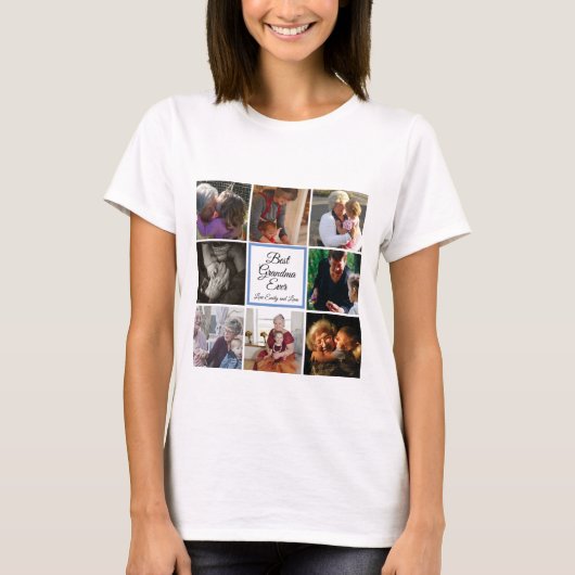 Best oma ooit foto collage aangepaste tekst wit t-shirt (Voorkant)