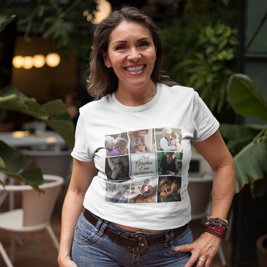 Best oma ooit foto collage aangepaste tekst wit t-shirt