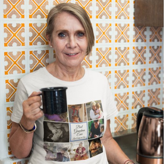 Best oma ooit foto collage aangepaste tekst wit t-shirt