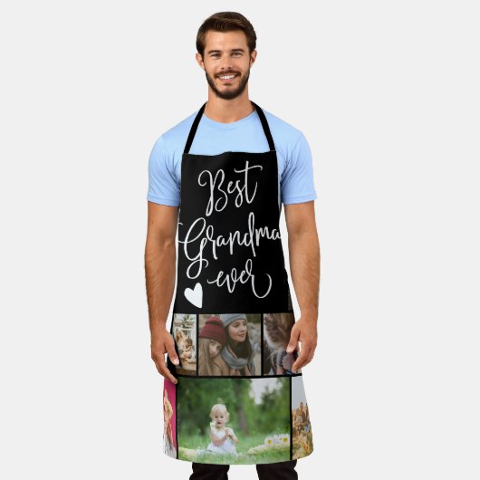 Best oma ooit foto collage grid zwart wit schort (Gedragen)