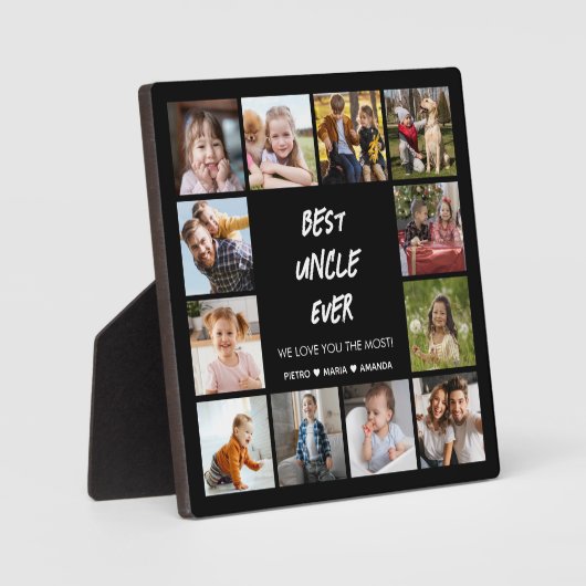 Best oom Ever 12 Photo Collage Plaque Fotoplaat (Voorkant)