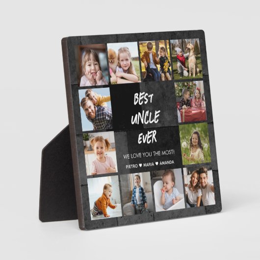 Best oom Ever 12 Photo Collage Plaque Fotoplaat (Voorkant)